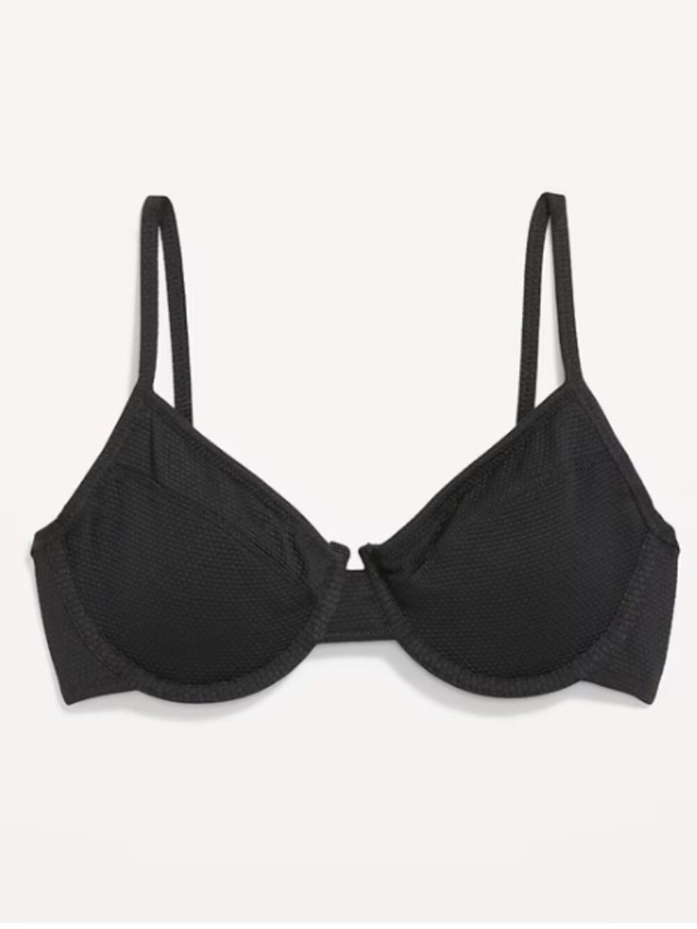 Old Navy Textured Underwire Balconette Bikini Swim Top NWT Black Small